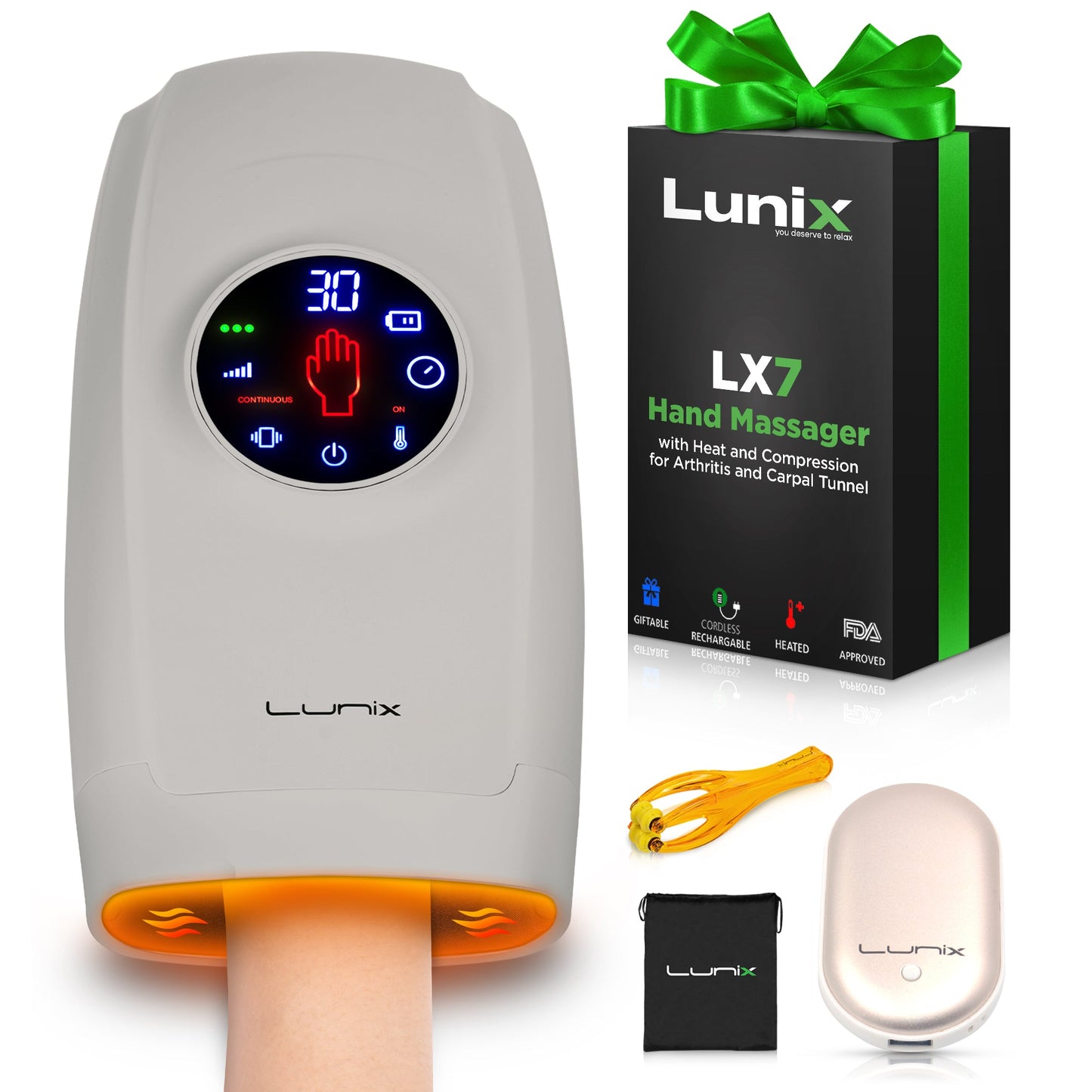 LX7 Touchscreen Hand Massager Gray