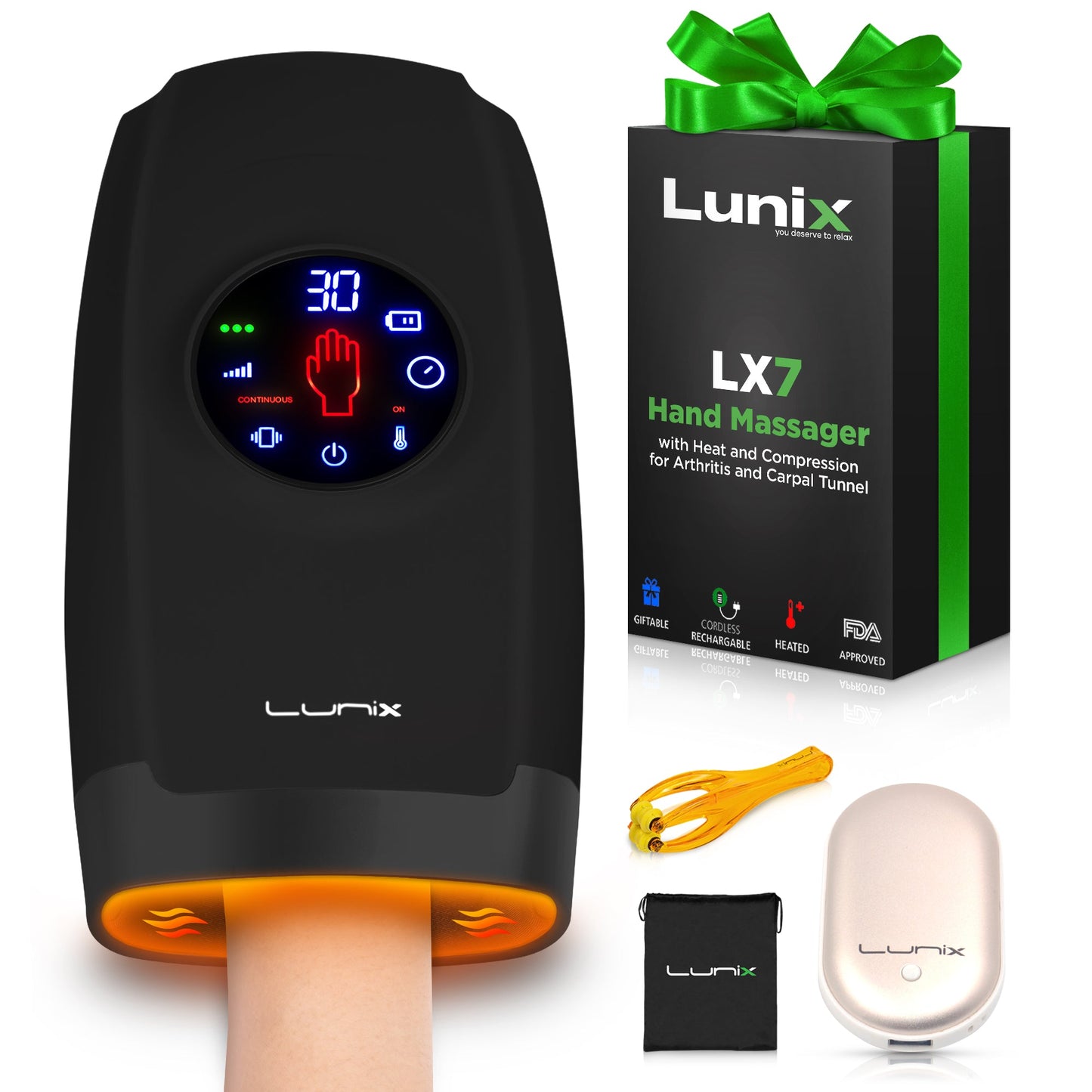 LX7 Touchscreen Hand Massager Black