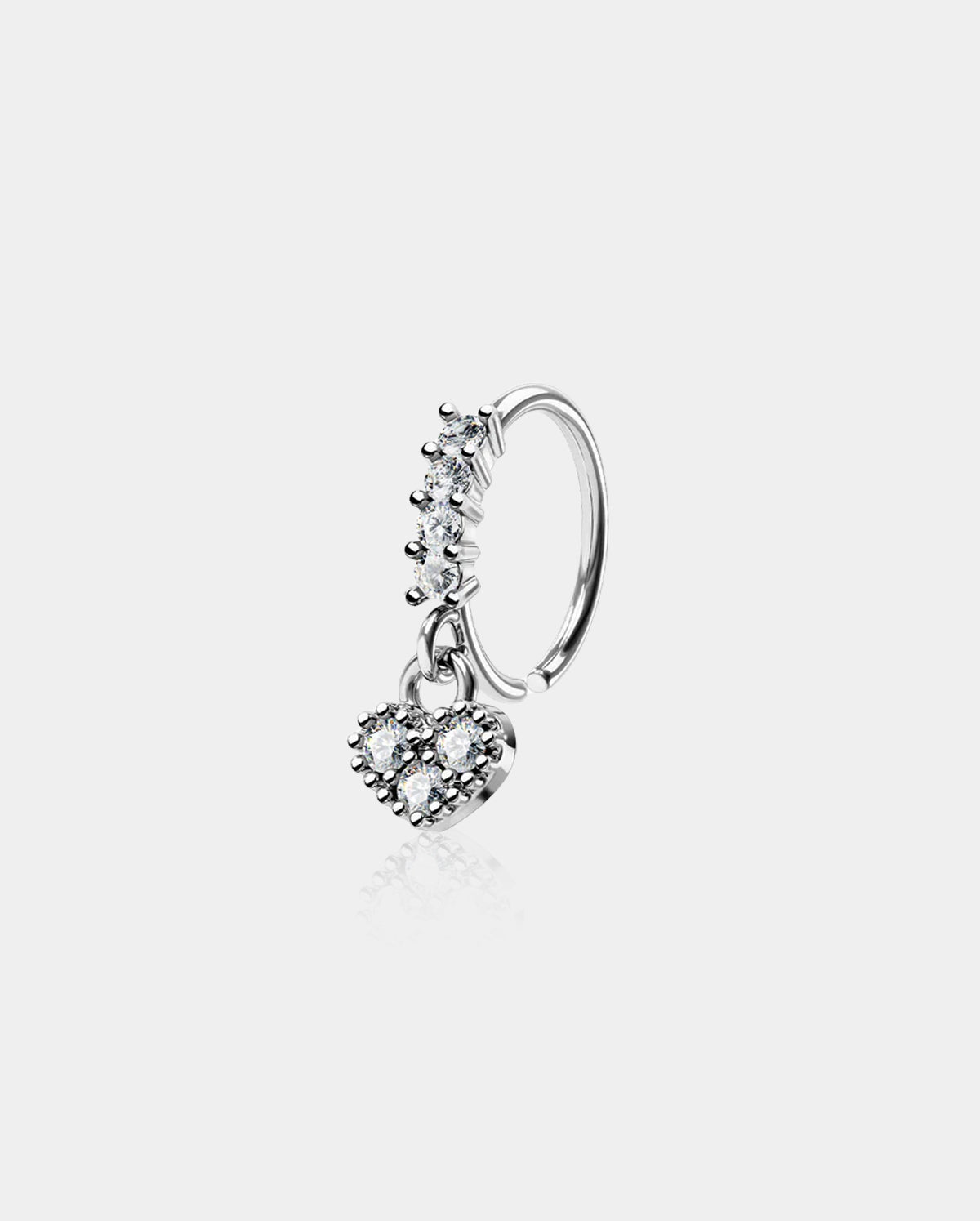 22G Shiny Heart CZ Dangle Nose Ring