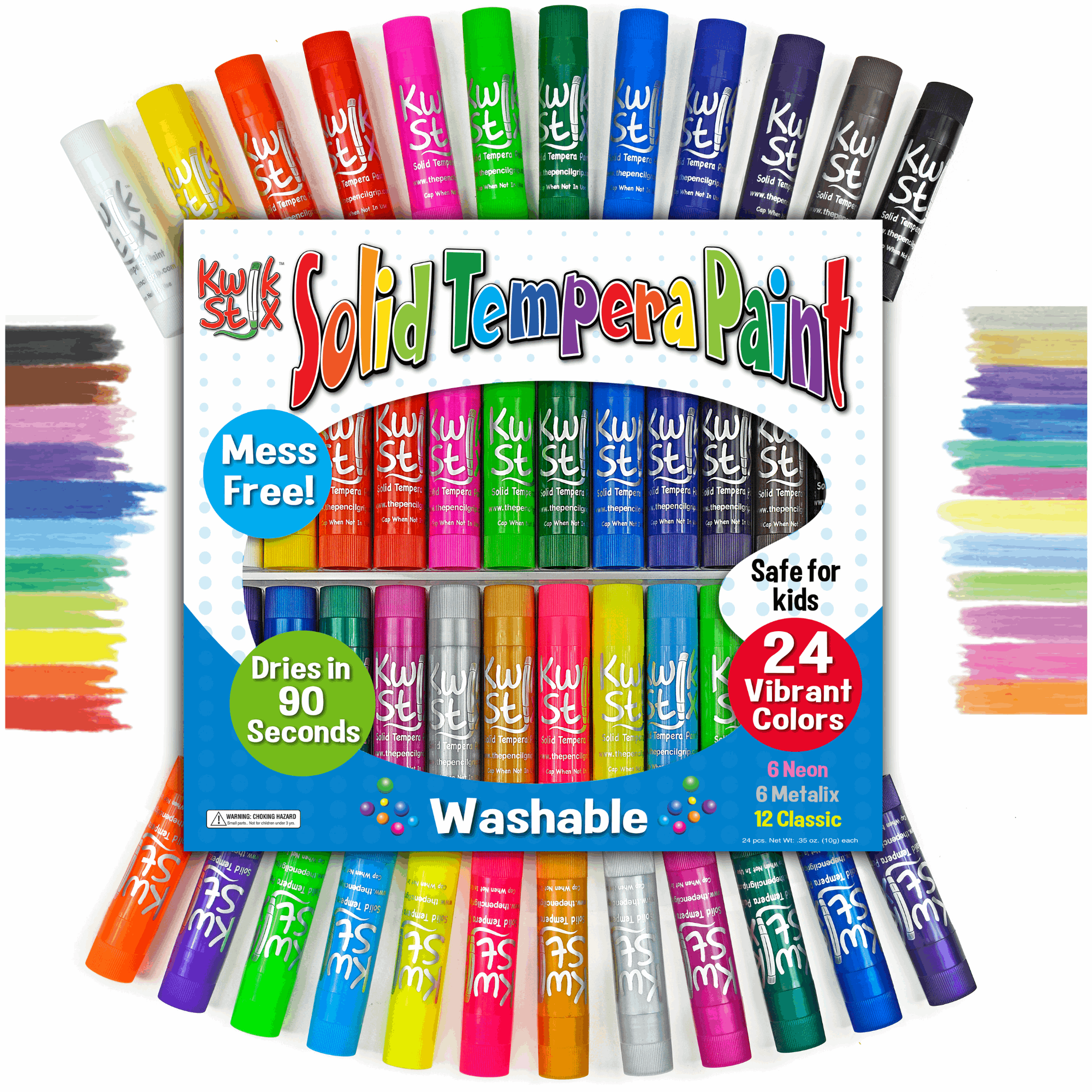 Kwik Stix Paint Sticks, Set of 24: Classic, Neon & Metallic