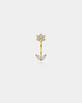 14K Gold CZ Flower Leave Rook Earring