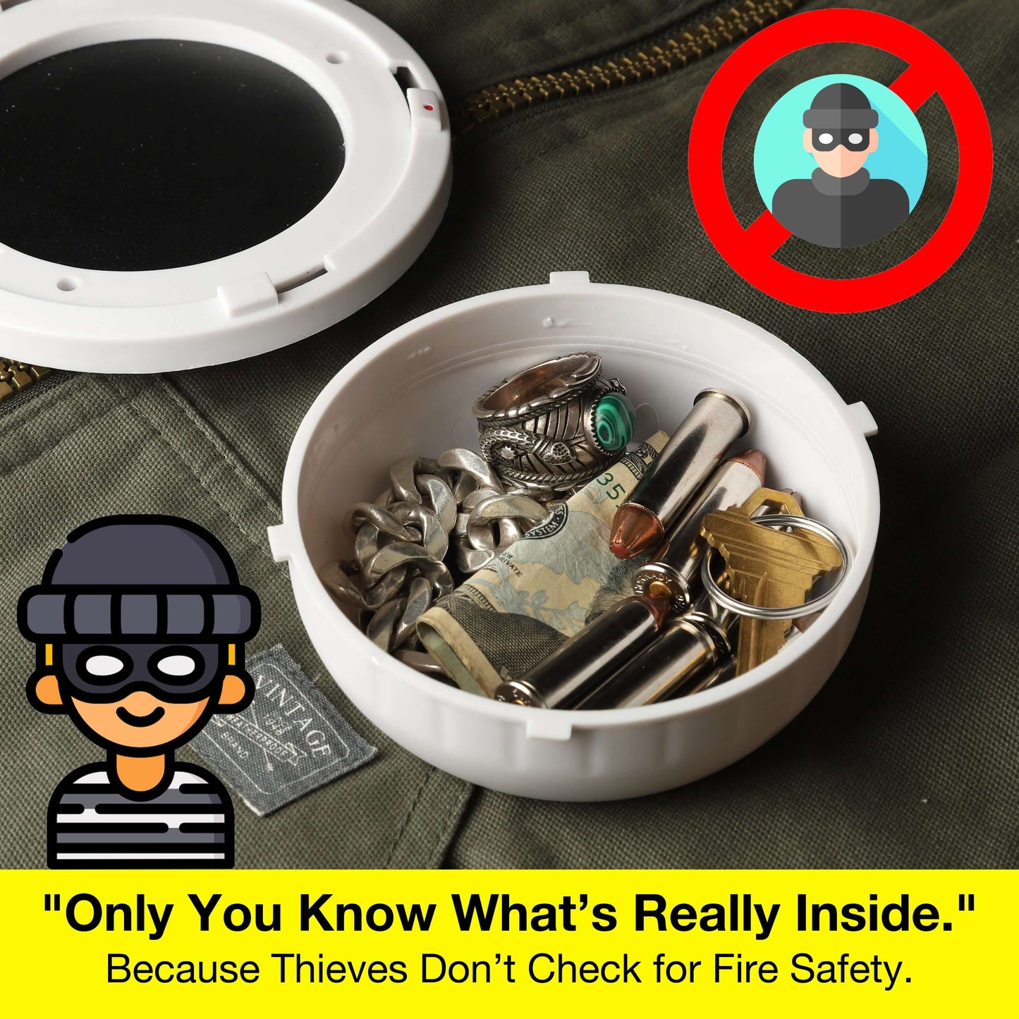 2 pcs EchoSafe Fake Smoke Detector Hidden Safe