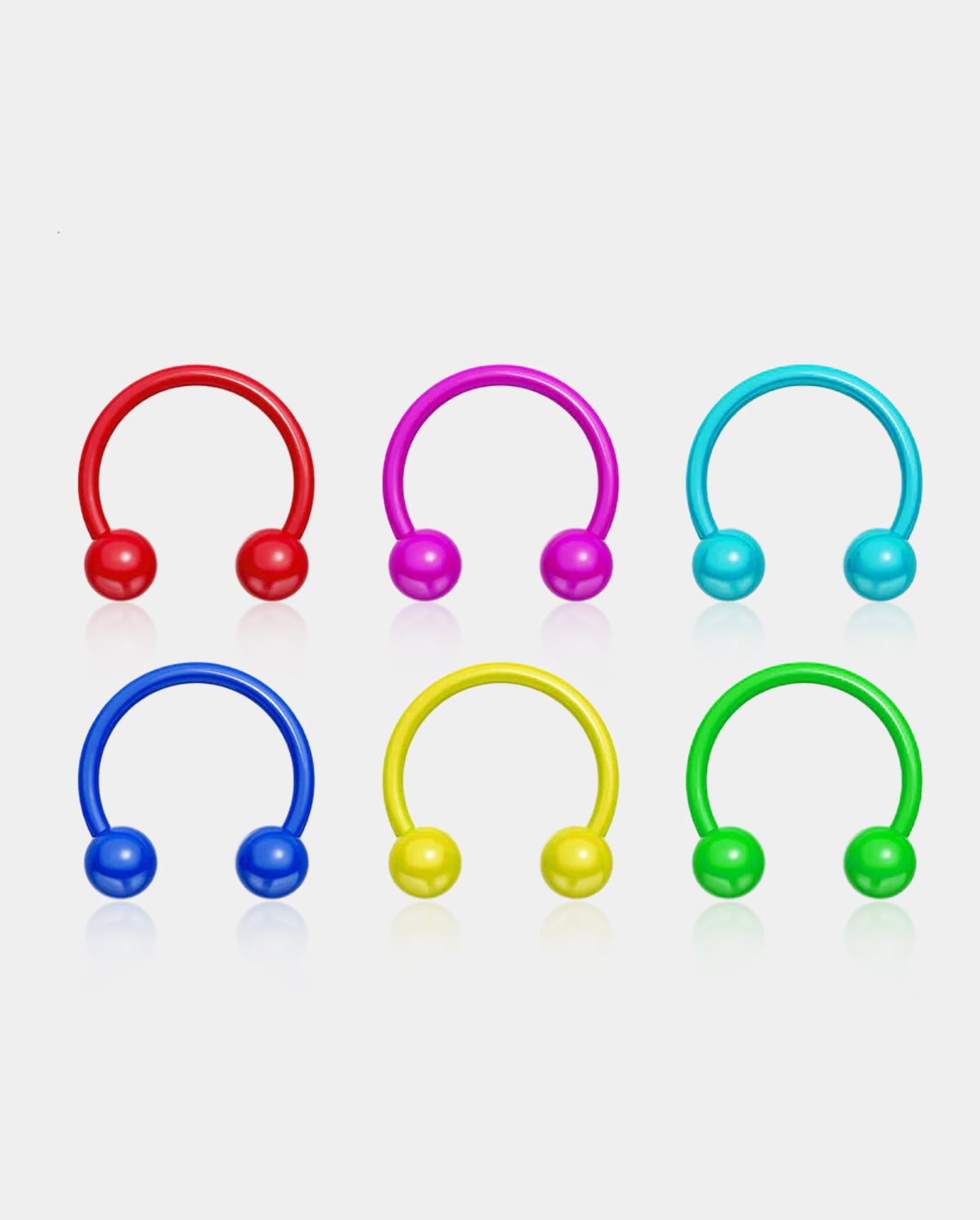 Oufer X Roly 6PCS Rainbow Set Multicolored Horseshoe Septum Rings