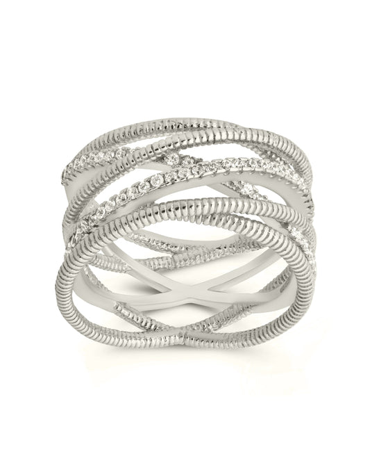 Sterling Silver Multi Band & CZ Ring