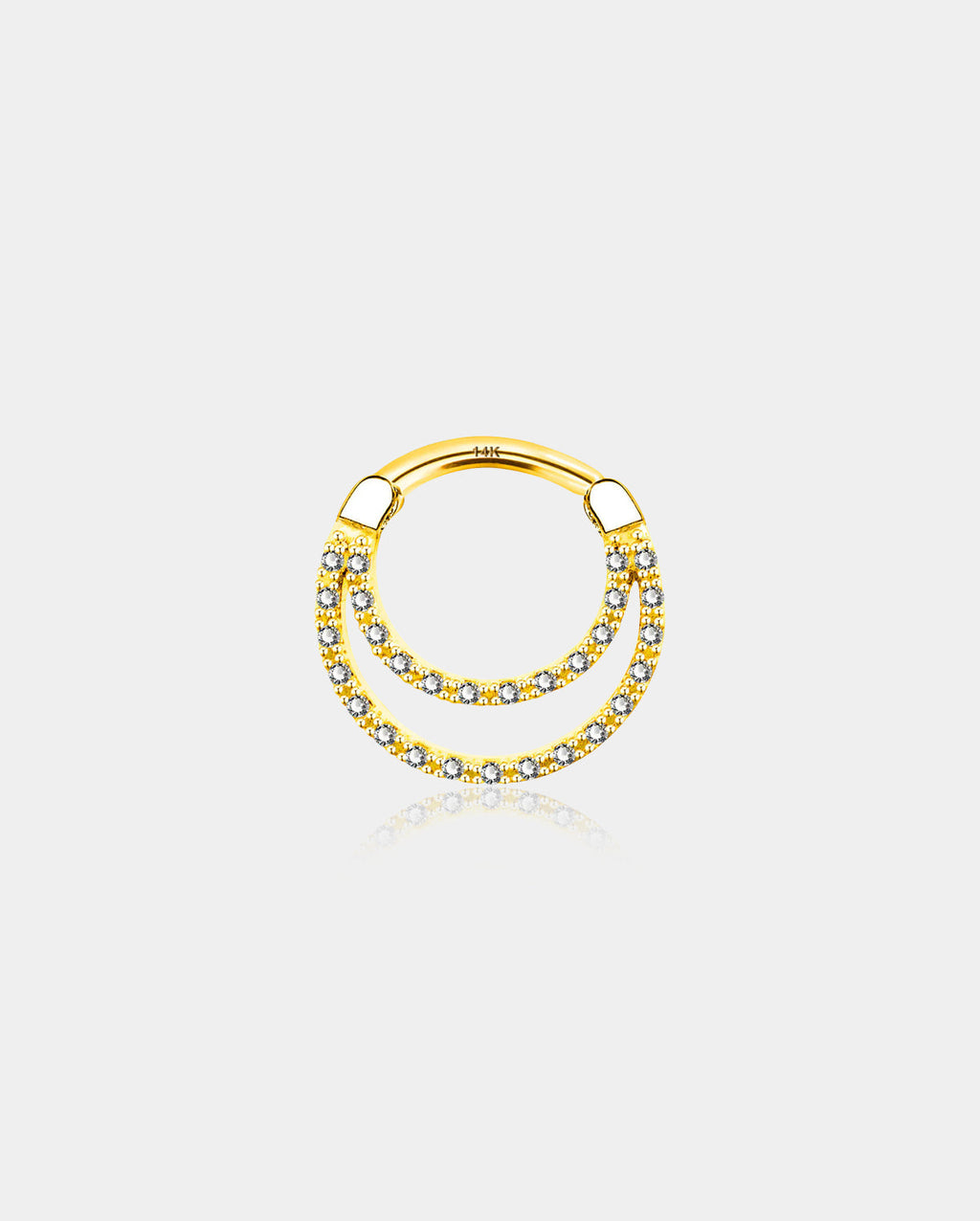 14K Gold CZ Double Hoop Segment Septum Ring