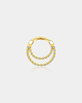 14K Gold CZ Double Hoop Segment Septum Ring
