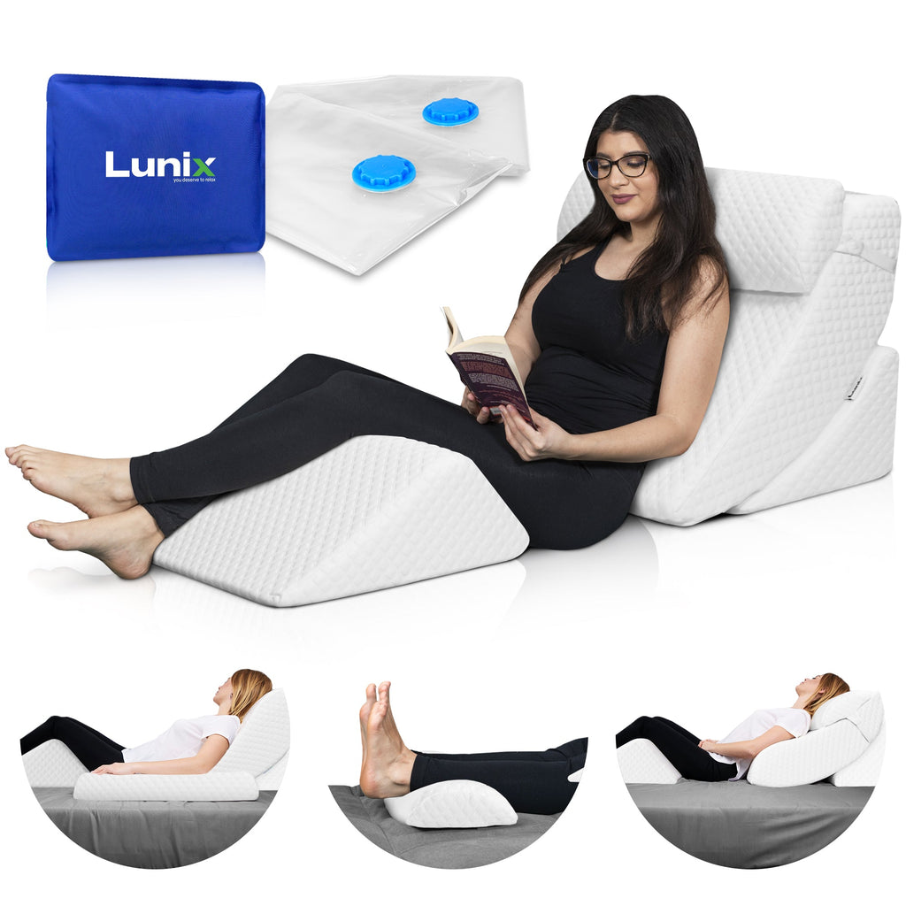LX5 4-Piece Support for Shoulder & Upper Body Rest, Orthopedic Bed Wedge Pillow Set, Pebble White