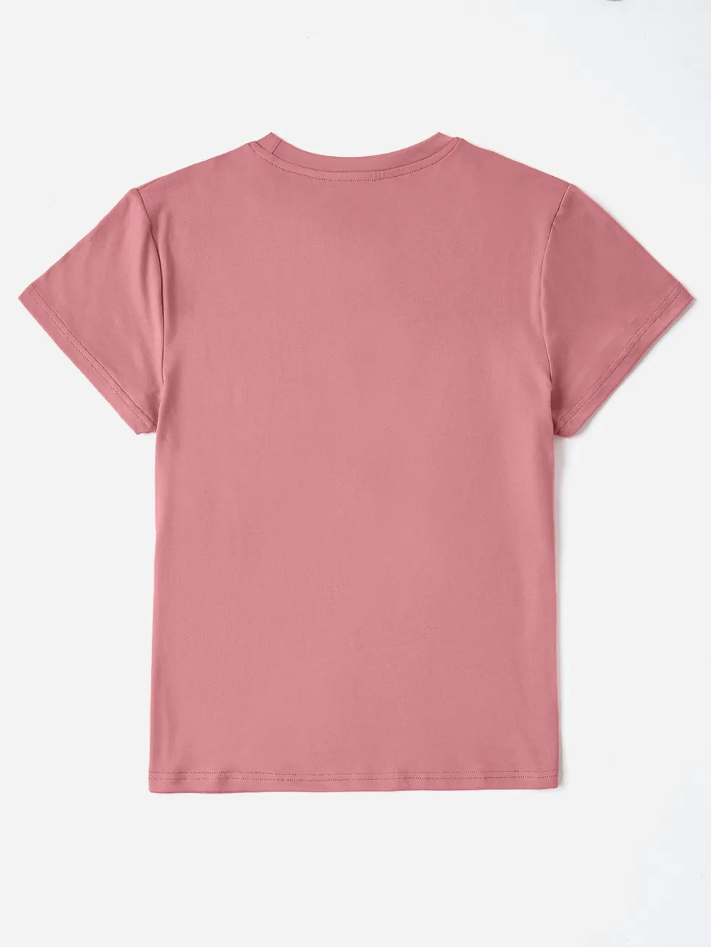 Back view of heart graphic round neck short sleeve T‑shirt