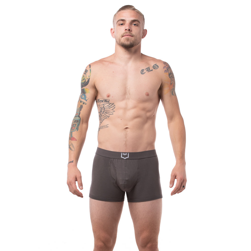 Mens supportive underwear featuring dual pouch support