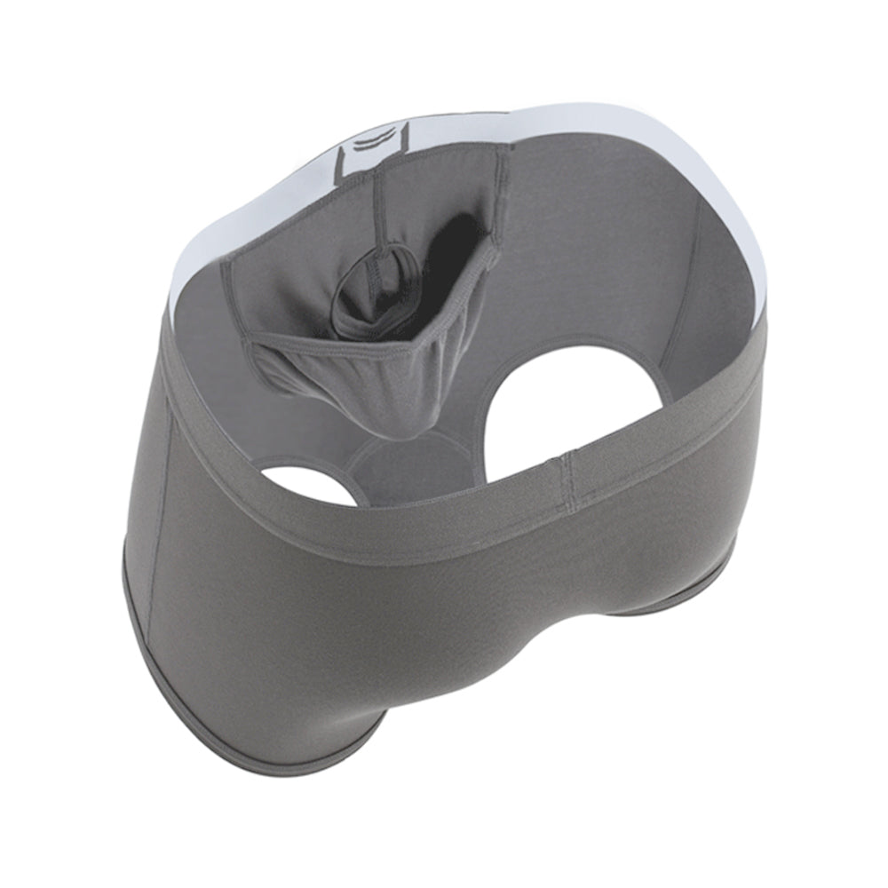 Mens supportive underwear featuring dual pouch support