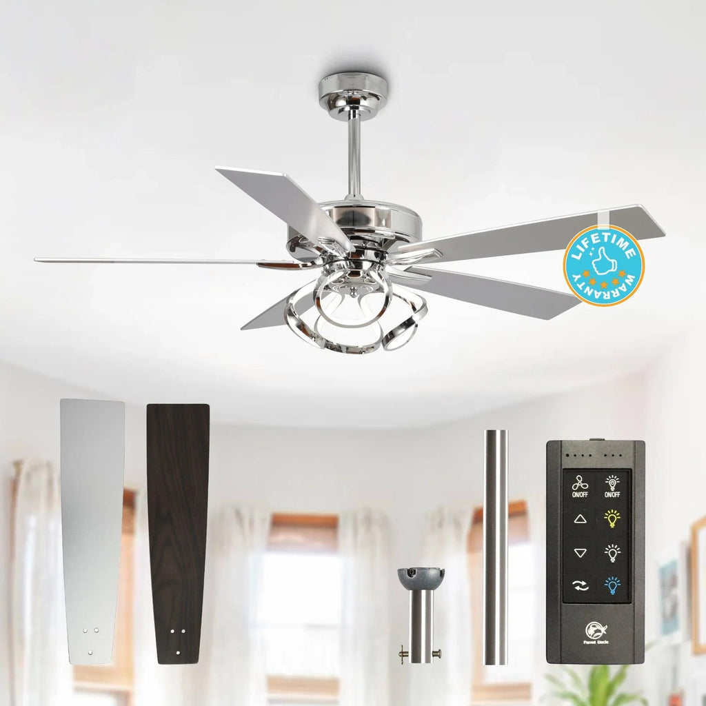 52" Zelda Modern DC Motor Downrod Mount Reversible Ceiling Fan with Remote Control