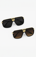 Sunglasses: Square Sunnies with Gold Detail