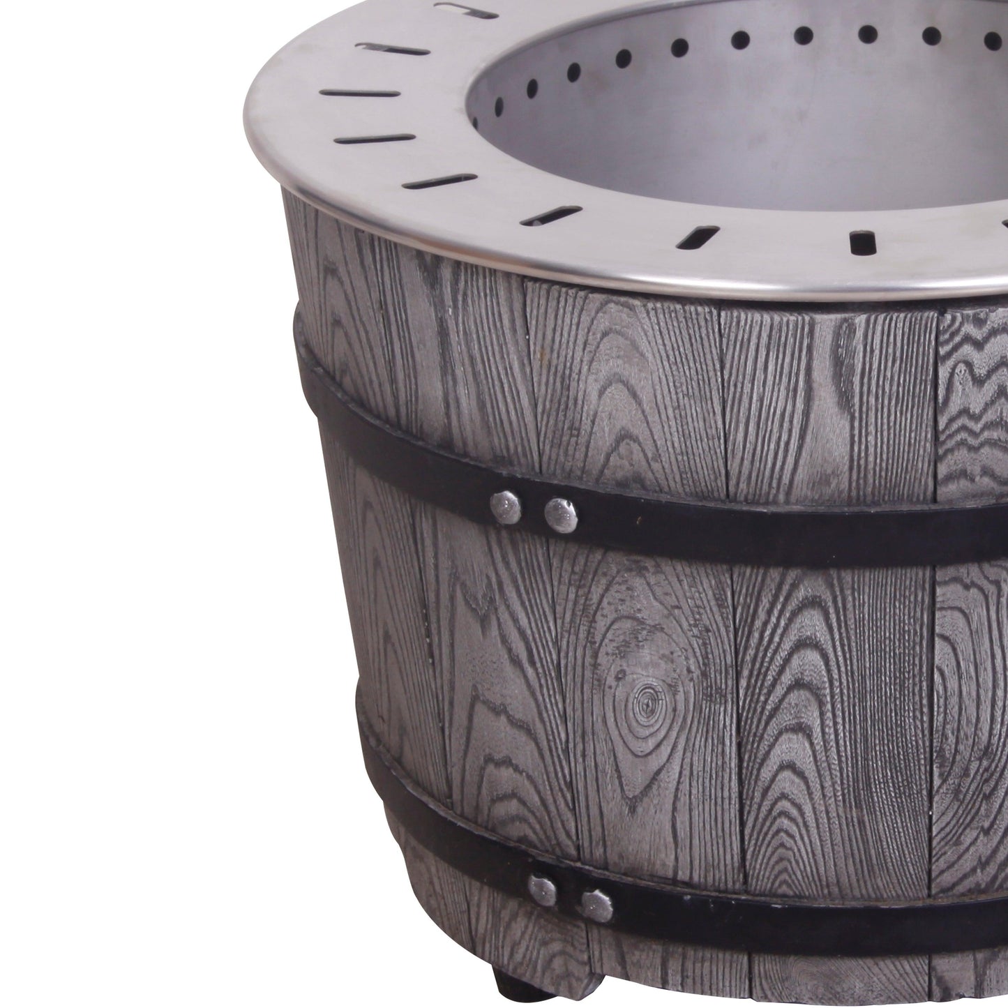 Dark Grey Woodgrain Smokeless Firepit with Wood Pellet/Twig/Wood as The Fuel for Garden & Outdoor
