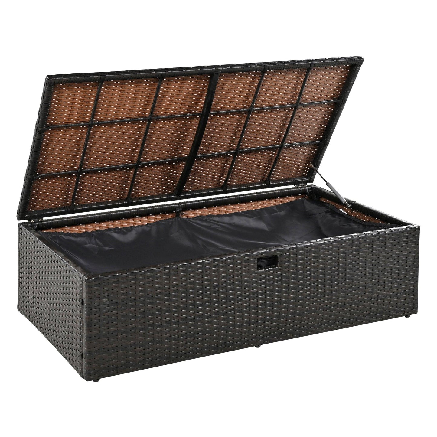 2-Piece Outdoor Rattan Daybed with Bench Lounge Roof Set and Cushions for Poolside, Backyard and Garden