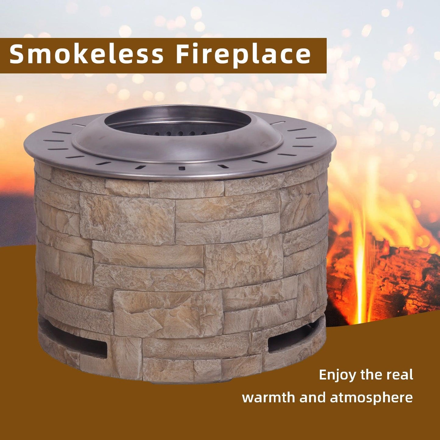 Smokeless Firepit with Wood Pellet/Twig/Wood as The Fuel for Garden & Outdoor