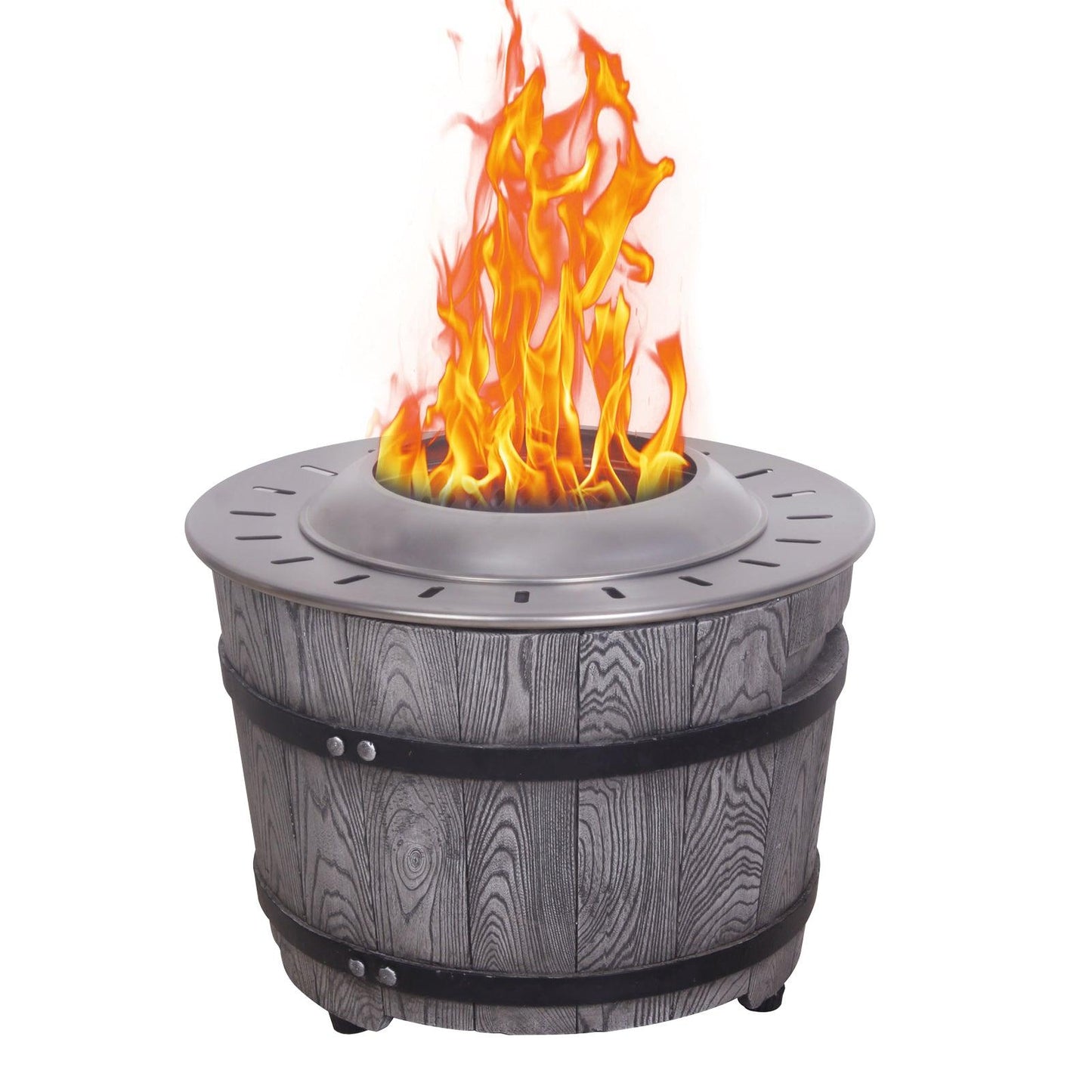 Dark Grey Woodgrain Smokeless Firepit with Wood Pellet/Twig/Wood as The Fuel for Garden & Outdoor