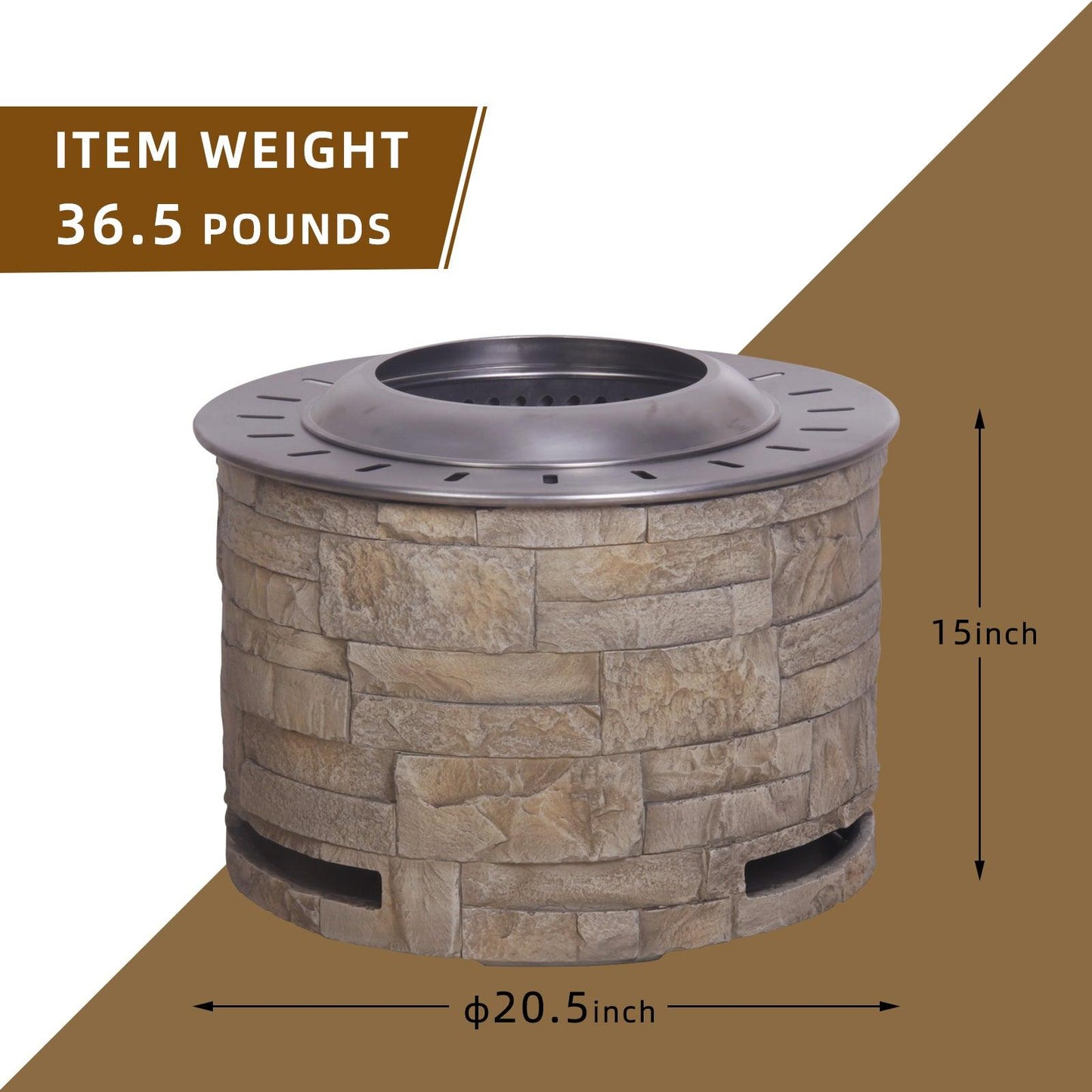 Smokeless Firepit with Wood Pellet/Twig/Wood as The Fuel for Garden & Outdoor