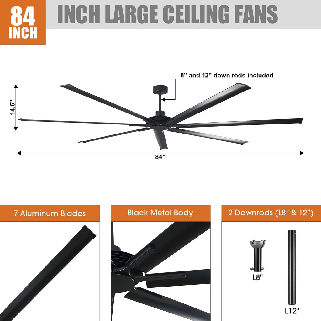 Silent Storm Extra Large Ceiling Fan with Remote Control