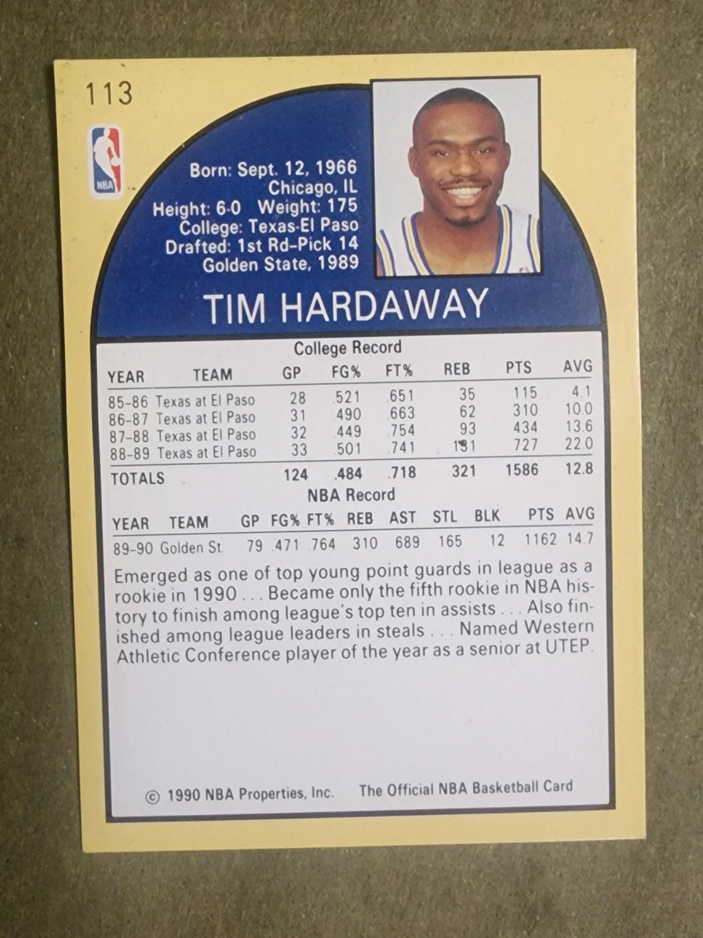 Tim Hardaway NBA Hoops Rookie Card