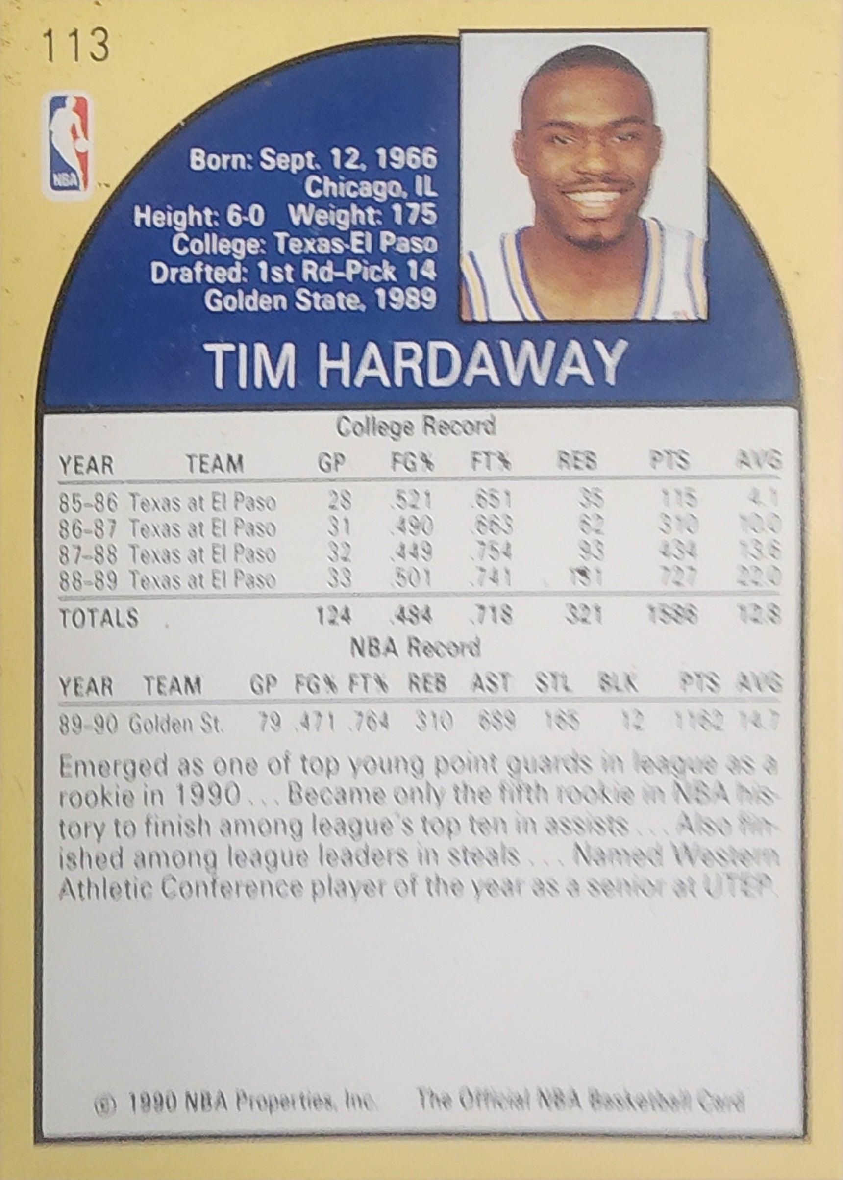 Tim Hardaway NBA Hoops Rookie Card