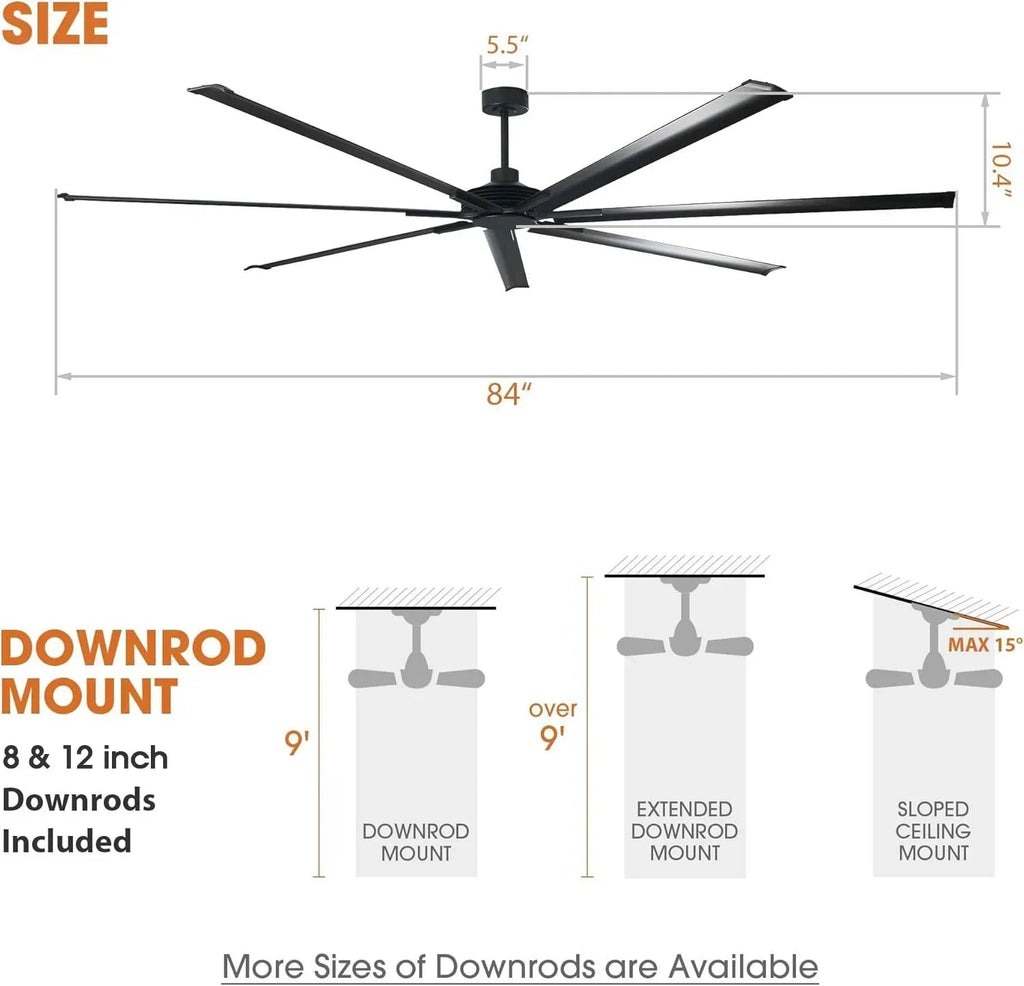 Silent Storm Extra Large Ceiling Fan with Remote Control