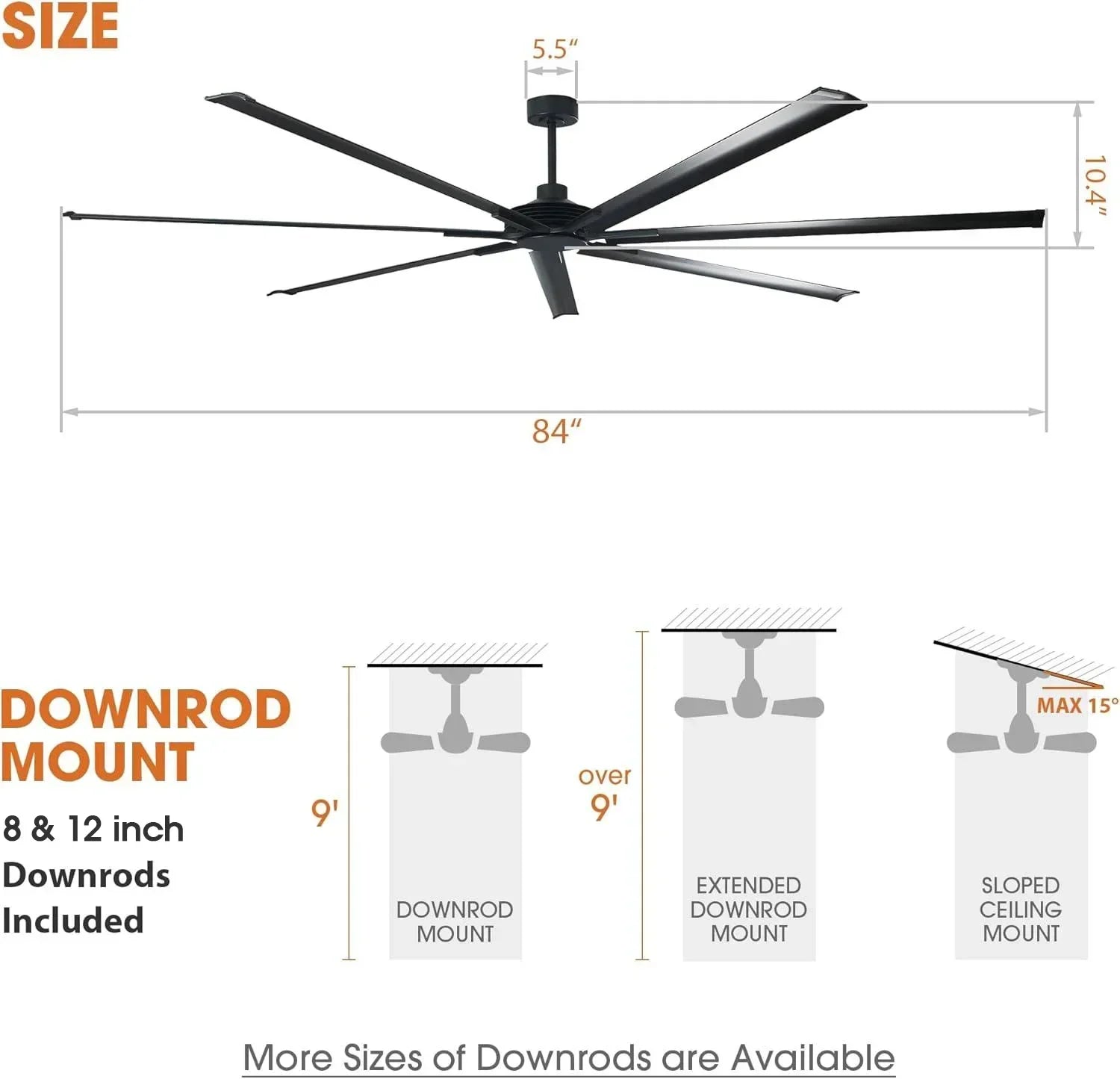 Silent Storm Extra Large Ceiling Fan with Remote Control
