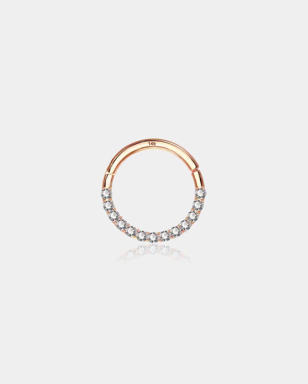 16G 14K Rose Gold CZ Segment Septum Ring