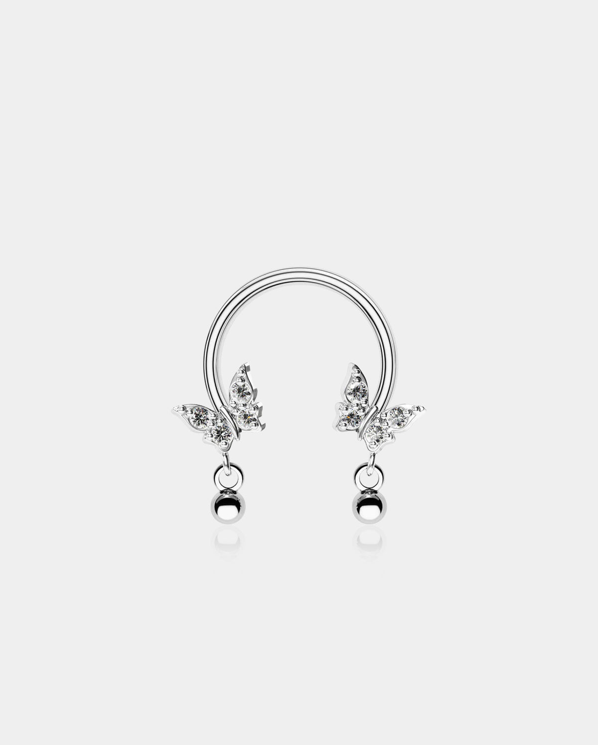 Shiny Butterfly Dangle Horseshoe Septum Ring