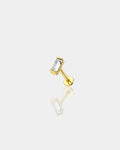 14K Gold Rectangle CZ Cartilage Stud