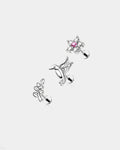 3PCS Bird Flower Internally Threaded Helix Studs