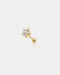 14K Gold CZ Flower Cartilage Earring