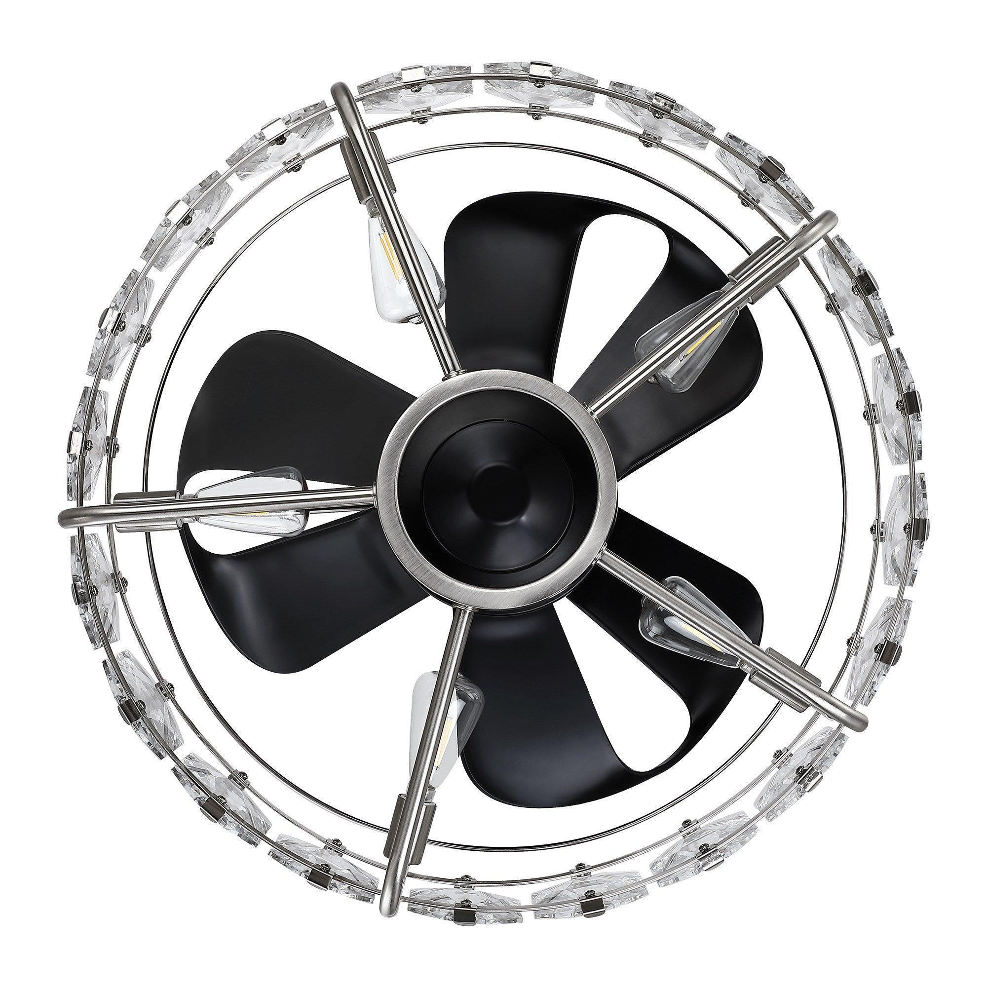 23" Modern DC Motor Downrod Mount Reversible Fandelier Ceiling Fan with Lighting and Remote Control