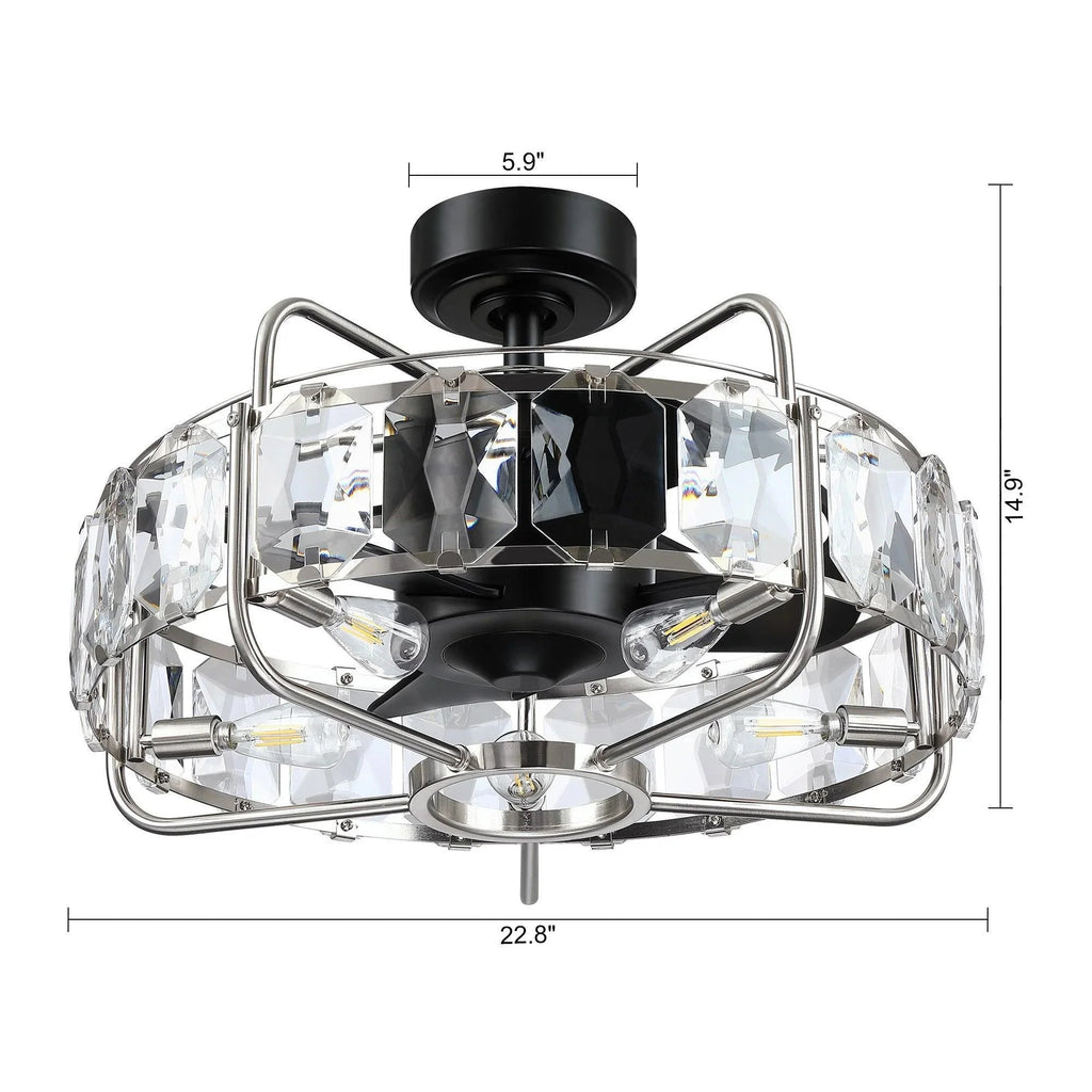 23" Modern DC Motor Downrod Mount Reversible Fandelier Ceiling Fan with Lighting and Remote Control