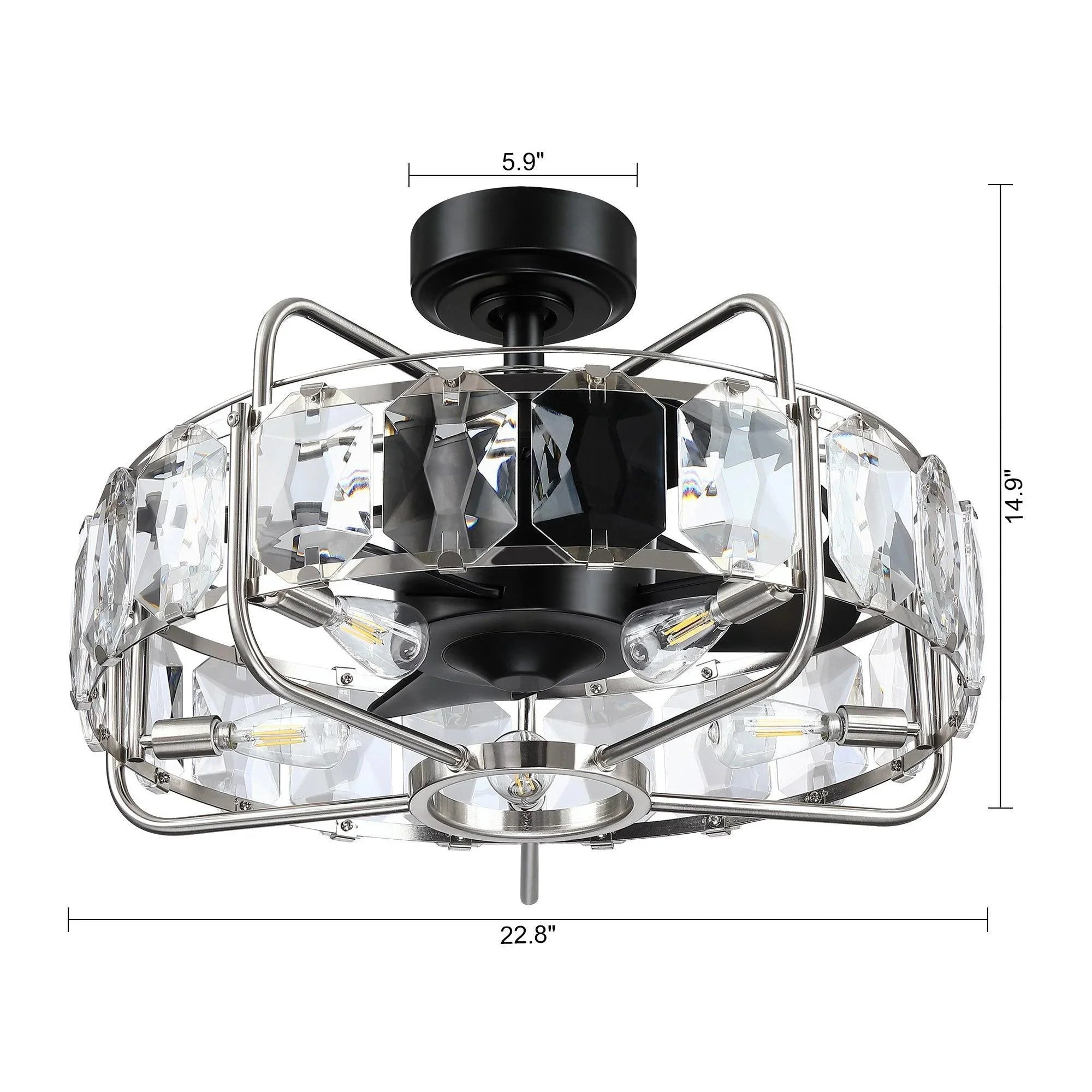23" Modern DC Motor Downrod Mount Reversible Fandelier Ceiling Fan with Lighting and Remote Control