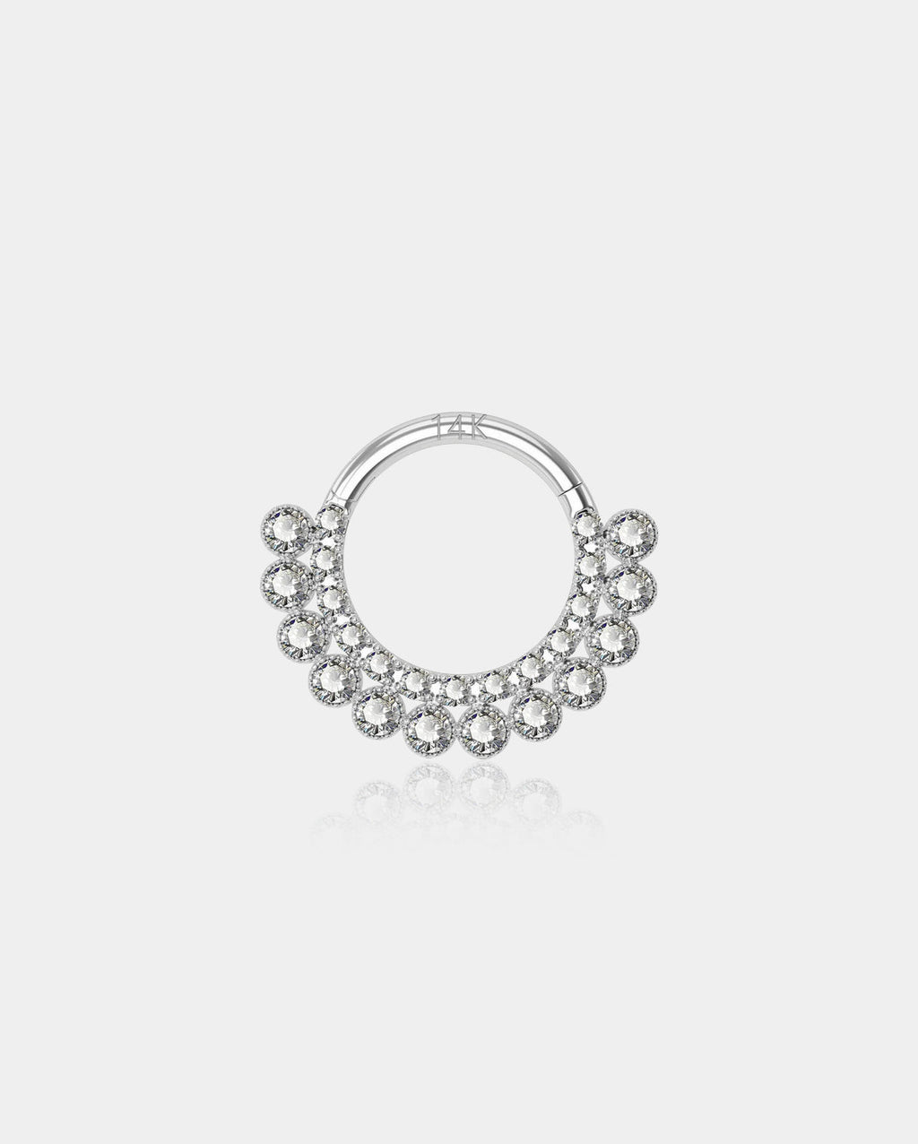 14K White Gold Clear CZ Segment Septum Ring