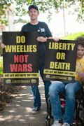 Do Wheelies not Wars - Profits for Protests Adult Sign (24" x 36")
