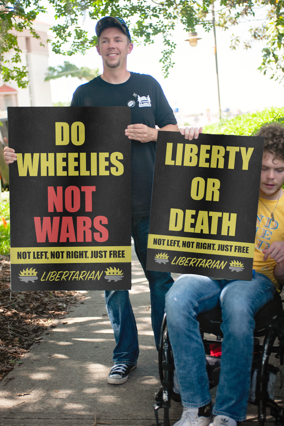 Do Wheelies not Wars - Profits for Protests Adult Sign (24" x 36")