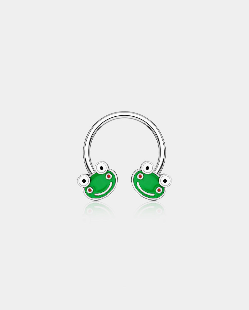 Smiling Green Frog Horseshoe Septum Ring