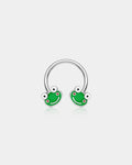 Smiling Green Frog Horseshoe Septum Ring