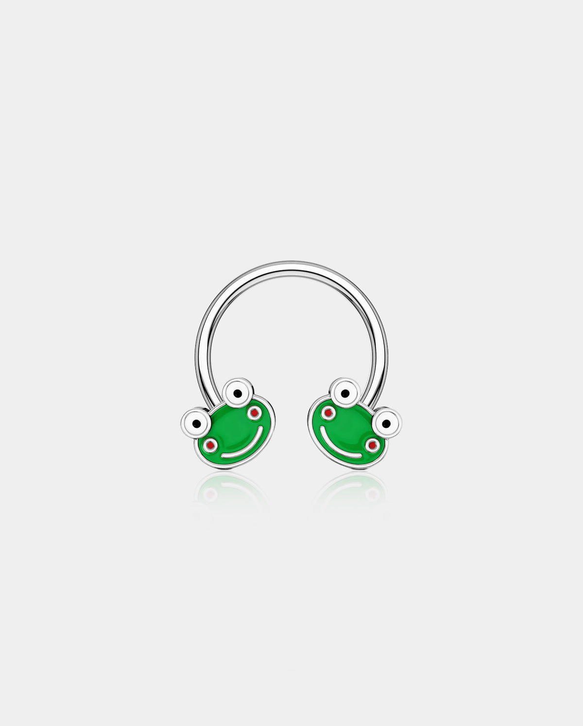 Smiling Green Frog Horseshoe Septum Ring