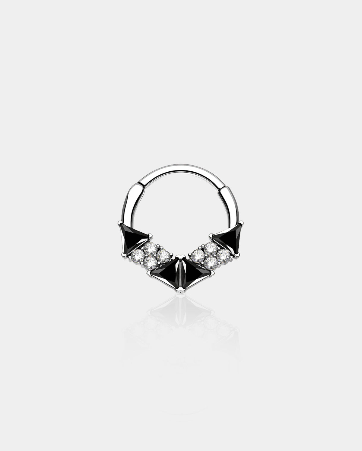 Geometrical Cut Black CZ Daith Septum Ring