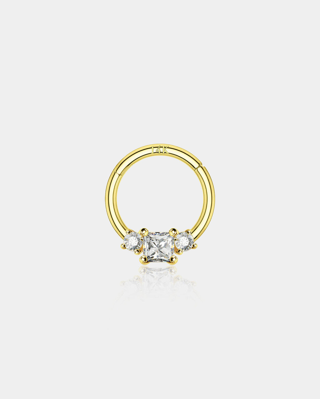 14K Gold CZ Daith & Septum Segment Ring