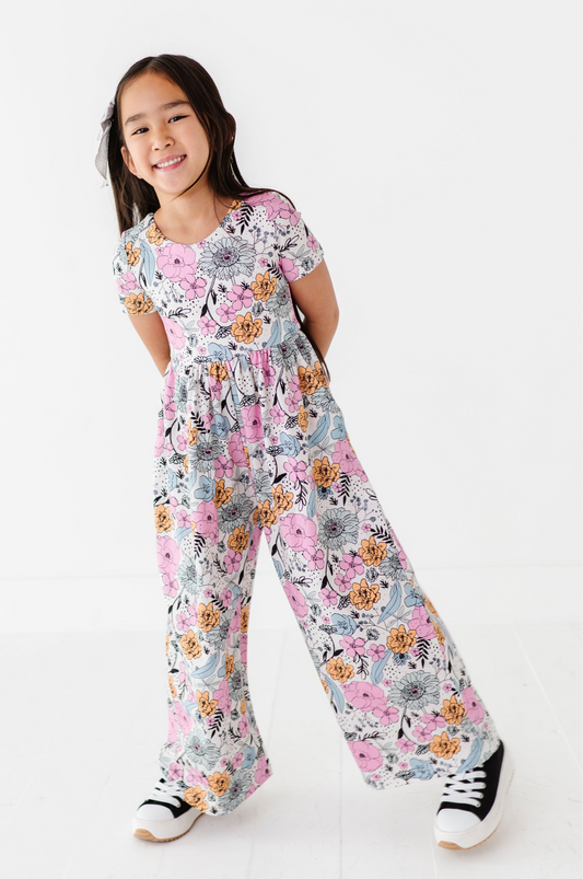 Vintage Sketchy Floral Romper