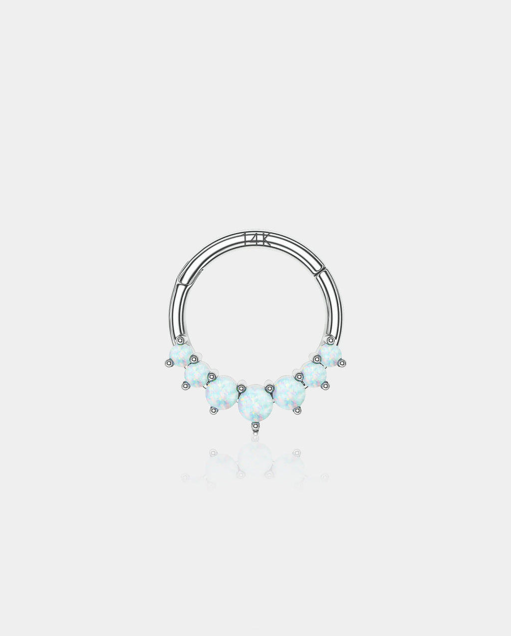 14K White Gold Opal Segment Septum Ring