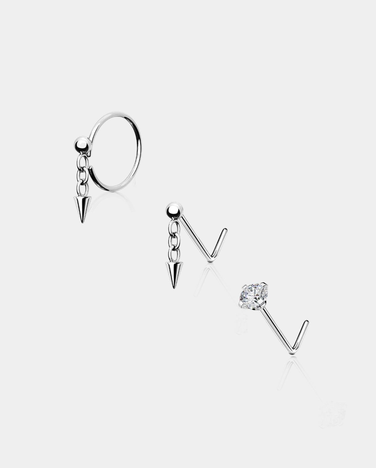 3PCS Spike Dangle Nose Studs Pack