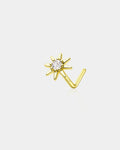 14K Gold Sun L-Shape Nose Stud