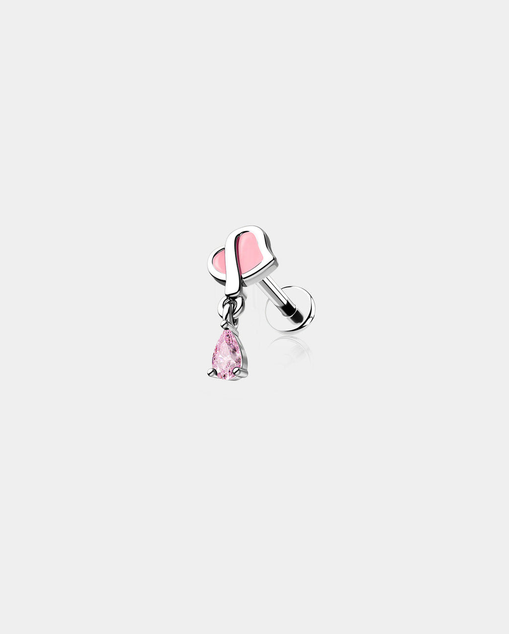 Pink Heart Internally Threaded Helix Stud