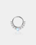 14K White Gold CZ Opal Segment Septum Ring