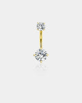 14K Gold Round CZ Internally Threaded Belly Ring