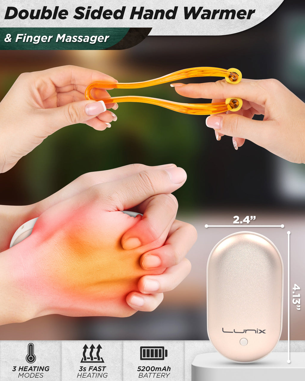LX7 LCD Touchscreen Hand Massager, Heated Air Compression, Lunar White